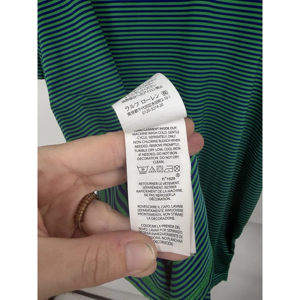 RLX Ralph Lauren Green Striped Short Sleeve Polo Shirt Men XL Golf Pickleball